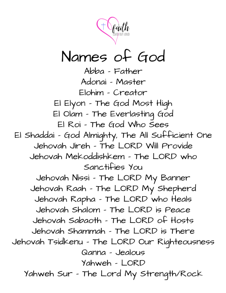 Free printable names of God – Leanna Hollis