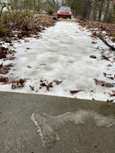Snowy sidewalk 2024 ice storm